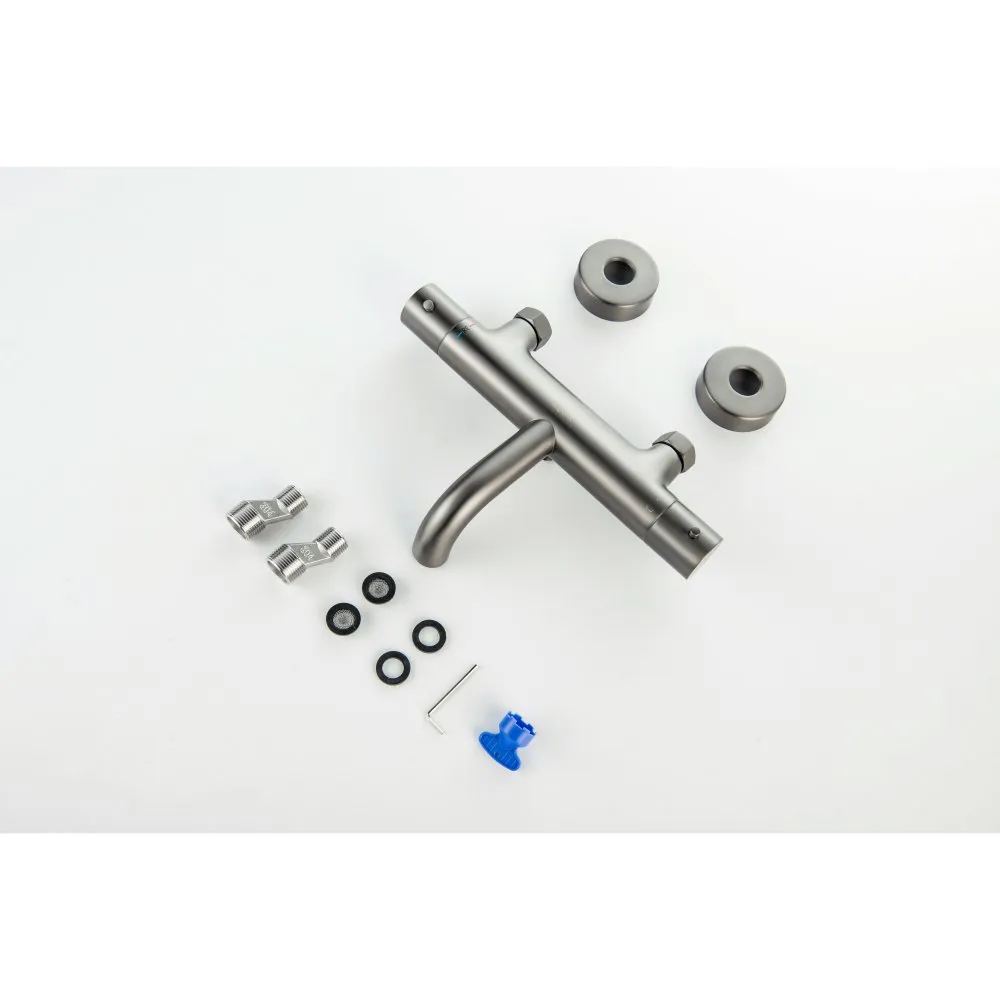 AQ1343BGM ЕВРОПА термостатический смеситель для ванны, шлиф. черный хром