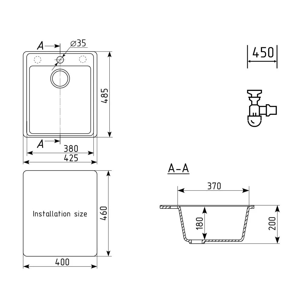 Кухонная мойка Ulgran Quartz Forte 425-04, платина