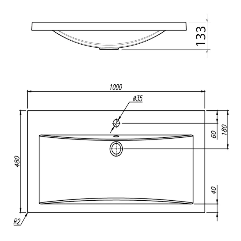 Раковина Florentina Анита 100 см 10.150.01000.001, белая