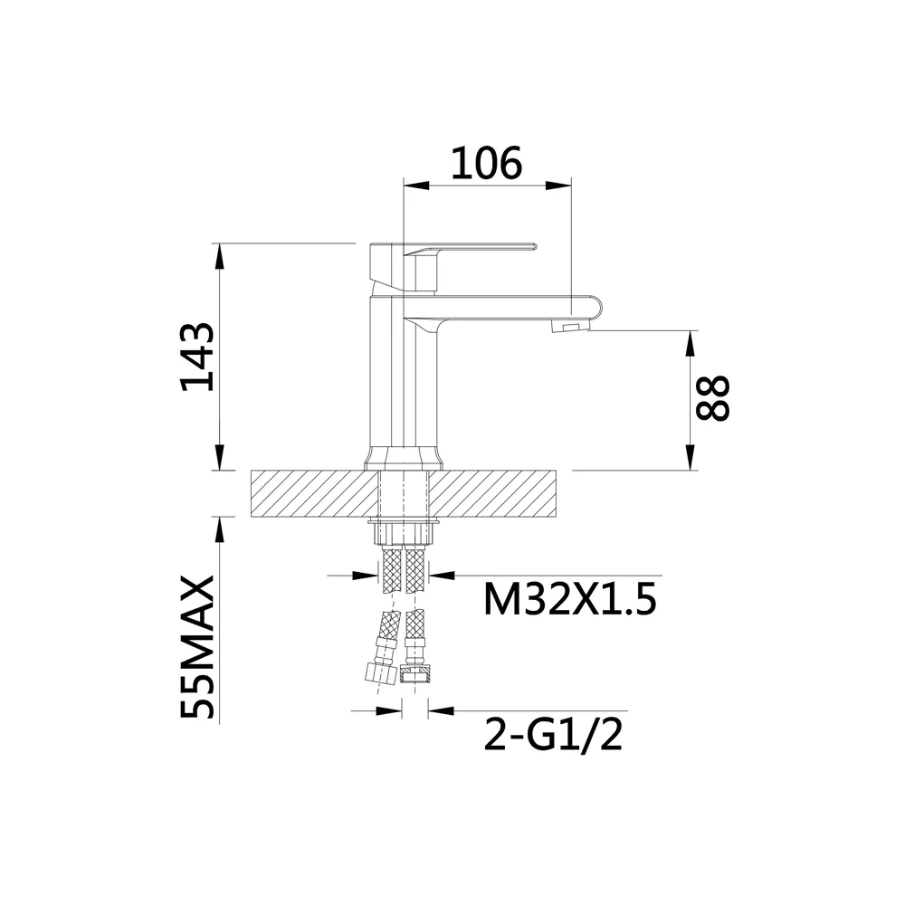 Смеситель для раковины D-Lin 363-A D110363-A, черный