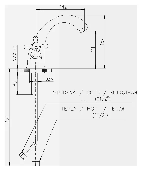 Смеситель для раковины Rav Slezak Morava MK528.5SM