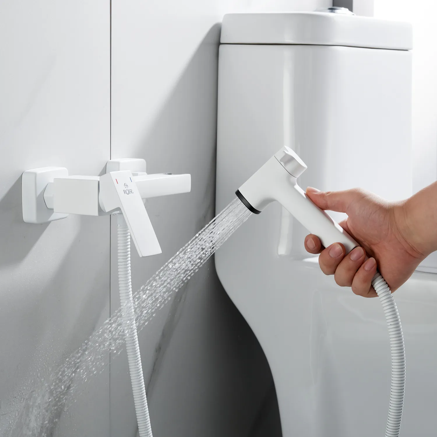 Гигиенический душ со смесителем Rose R2805C-1, белый