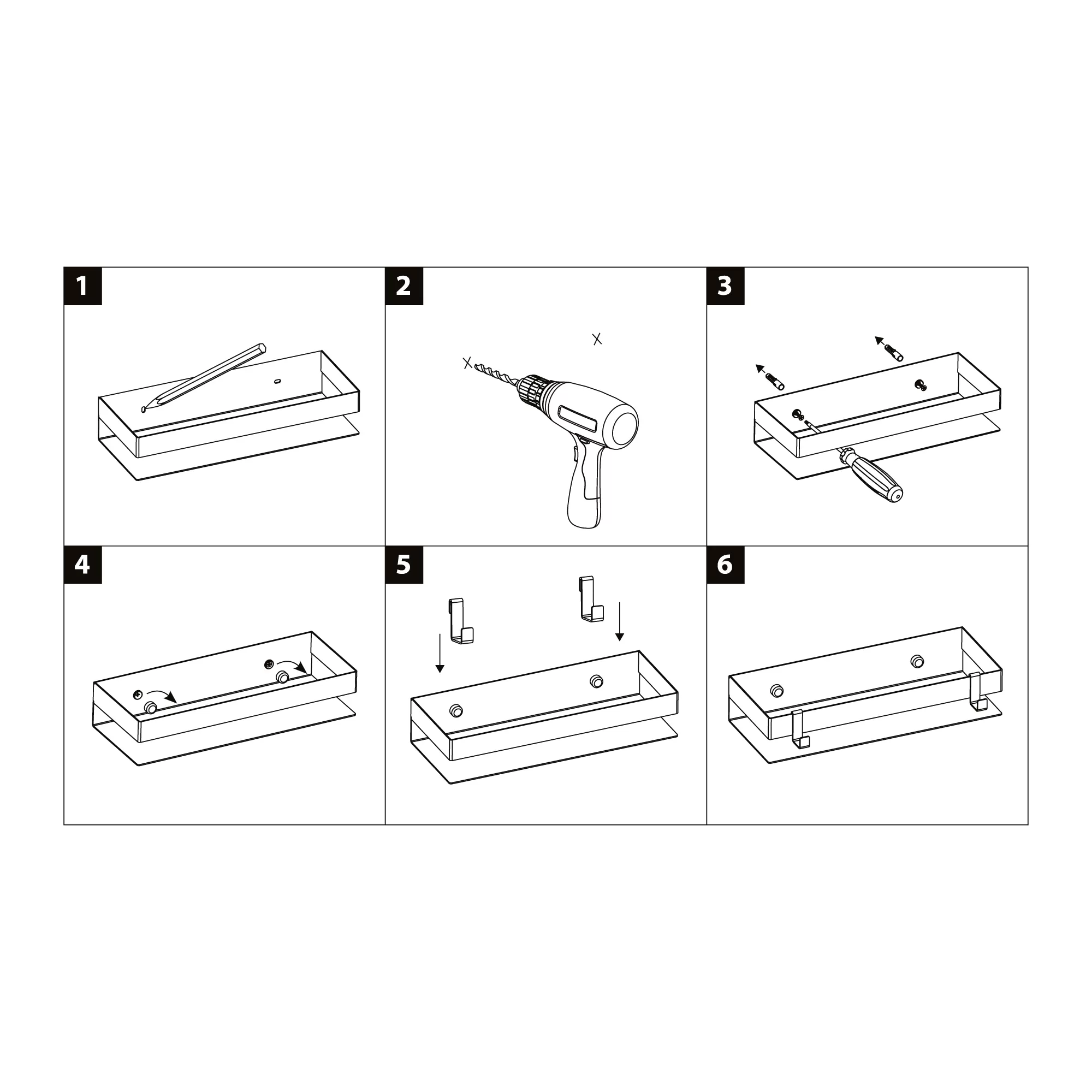 Полка для душа прямая Lemark SHELF LINE 400 мм из нерж. стали с крючками, черный (9772053)