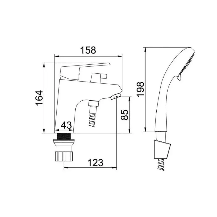Смеситель для раковины с душевой лейкой D-Lin D131302-2, хром