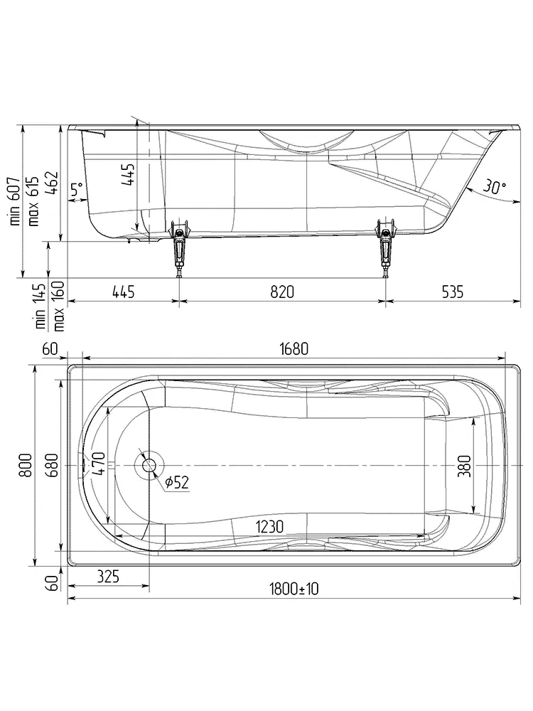 Wotte Comfort 1800х800х462 ванна чугунная (БП-э00д1475)