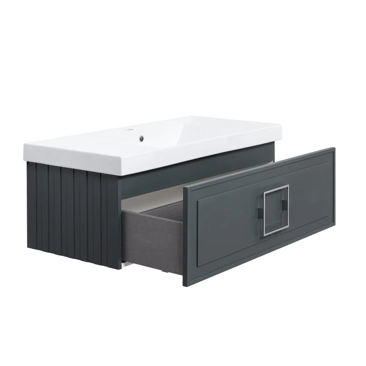 Тумба под раковину подвесная La Fenice Cubo FNC-01-CUB-G-100, серо-зеленая