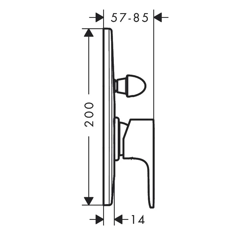72459670S Set HG Rebris E смеситель для ванны встройка (72459670+31741180), матовый черный