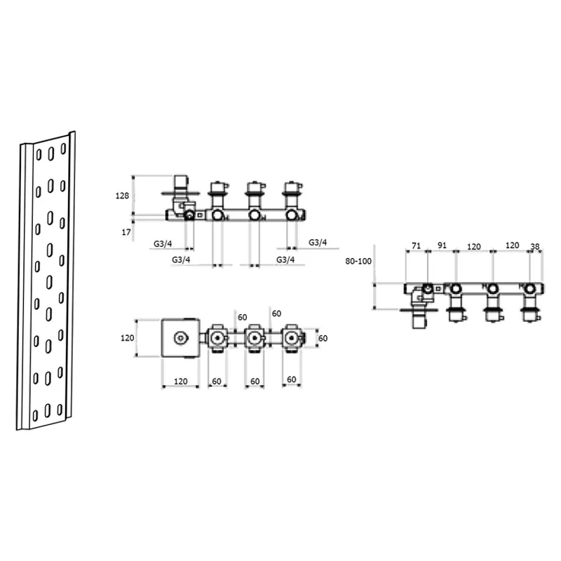 Смеситель для душа встраиваемый с термостатом Webert Elio EL971502015, хром