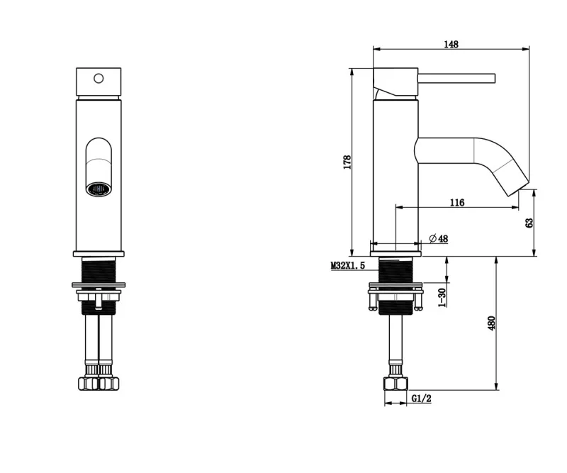 Смеситель для раковины Bronze de Luxe SCANDI 1451B, черный