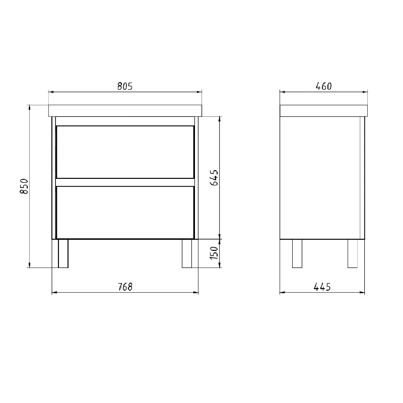 Тумба под раковину подвесная/напольная Dreja Luxury Plus 80 см, серый базальт