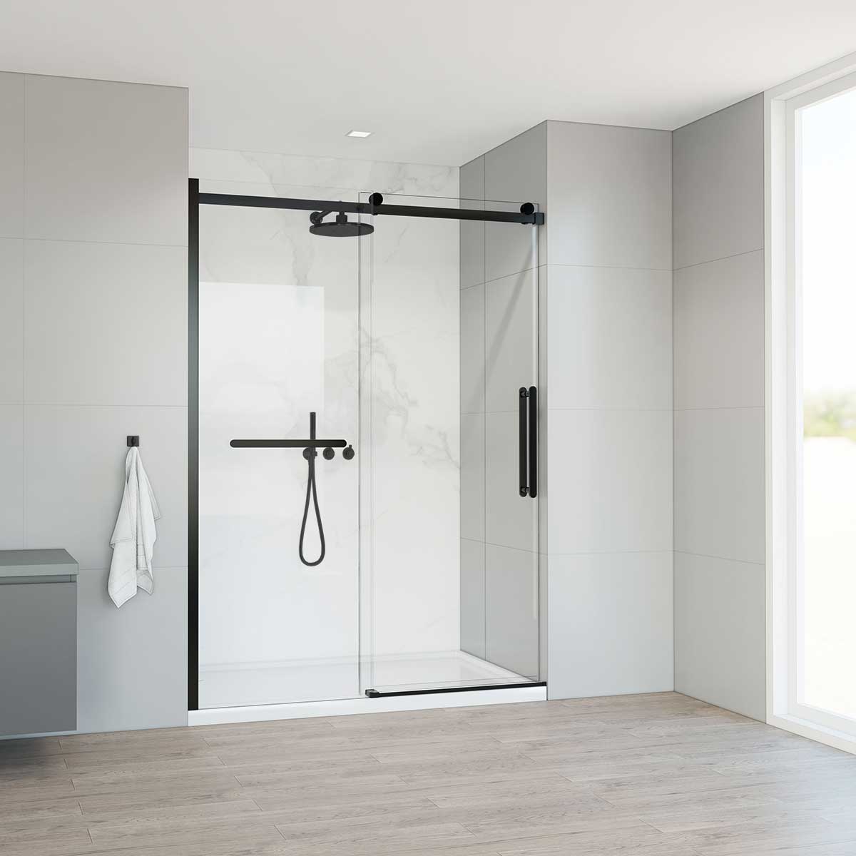 Душевая дверь Vincea Como Soft (VDS-1CS140CLB) 1400х1950 мм, черный, стекло прозрачное
