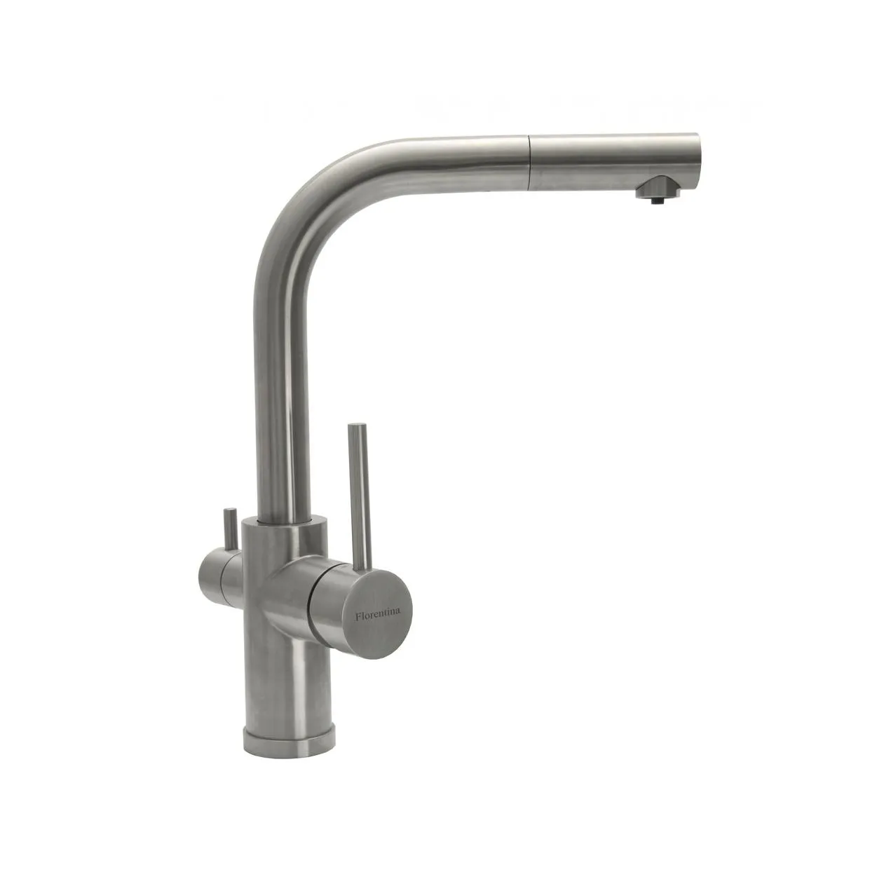 Смеситель для кухни с выдвижным изливом и подключением фильтра Florentina КРИСТАЛЛ 333.33H.2123.900, нержавеющая сталь