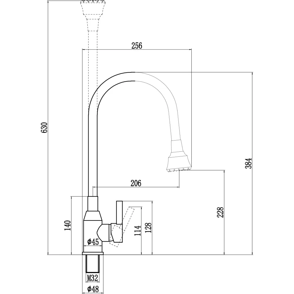 Смеситель для кухни с гибким изливом и режимом душ Fmark FS8266A-02, хром