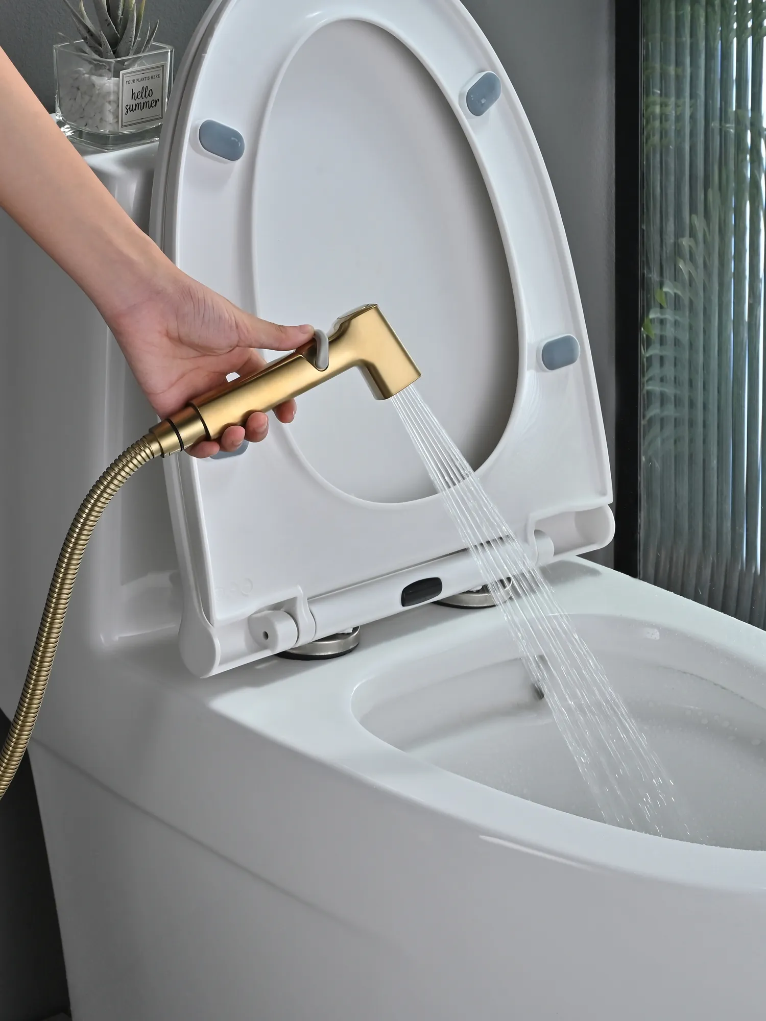 Гигиенический душ со смесителем Rose R245G, золотой сатин