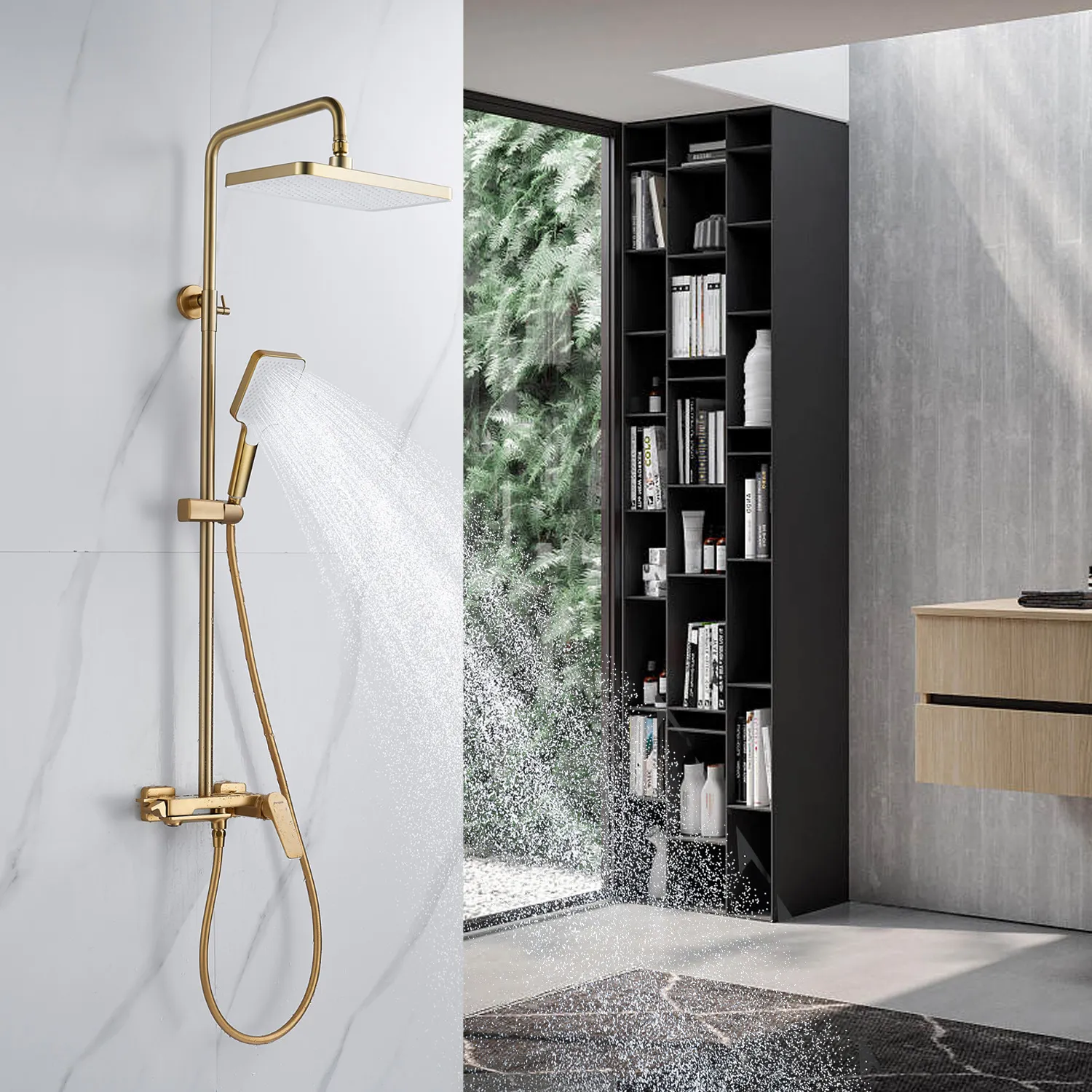 Душевая система Shevanik S4226G, золотой сатин