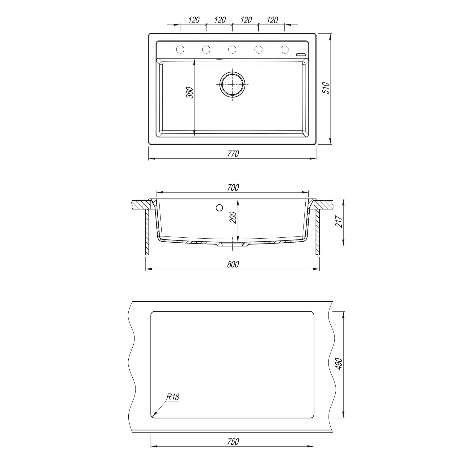 Кухонная мойка Florentina ЛИПСИ 20.440.E0770.202, шампань