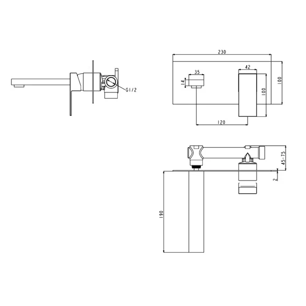 Смеситель для раковины встраиваемый FILARETE Fing FL4040BG, графит