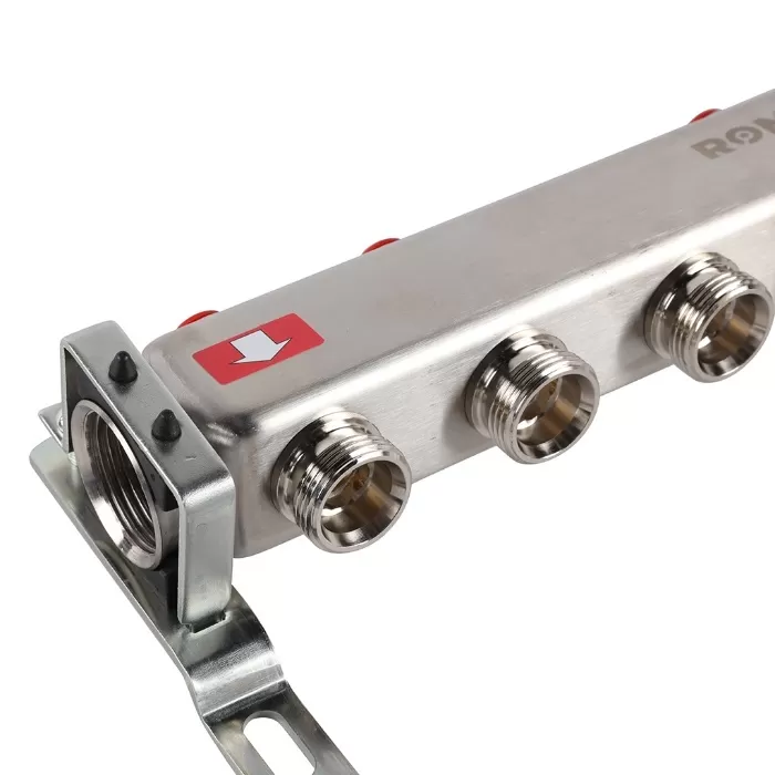 Коллектор Rommer 1"x3/4" на 7 контуров с запорными клапанами (нерж. сталь) (RMS-3200-000007)