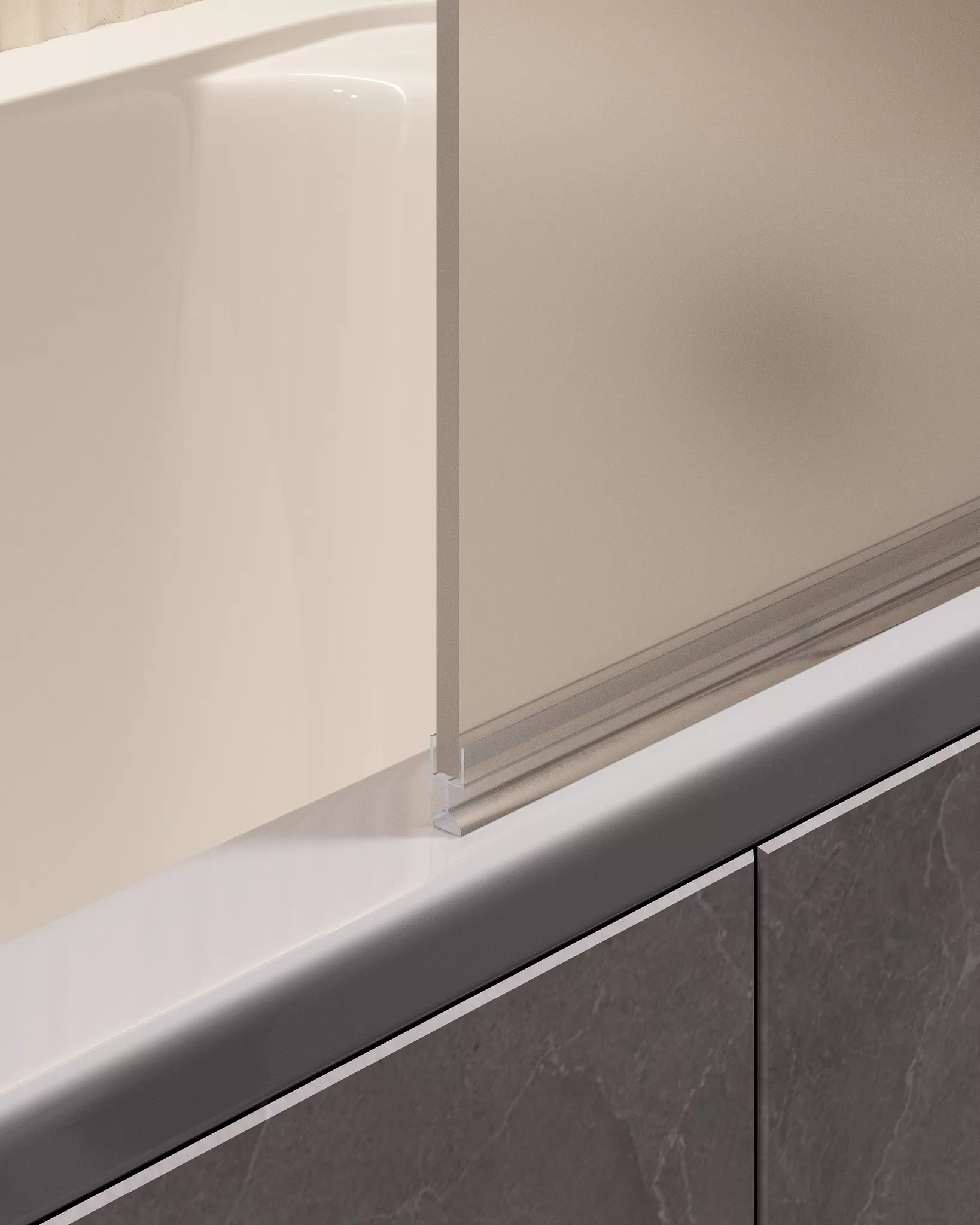 Шторка для ванны Timo TC-60/03F-8 в узком профиле 1400*600, стекло матовое 8 мм (T15)