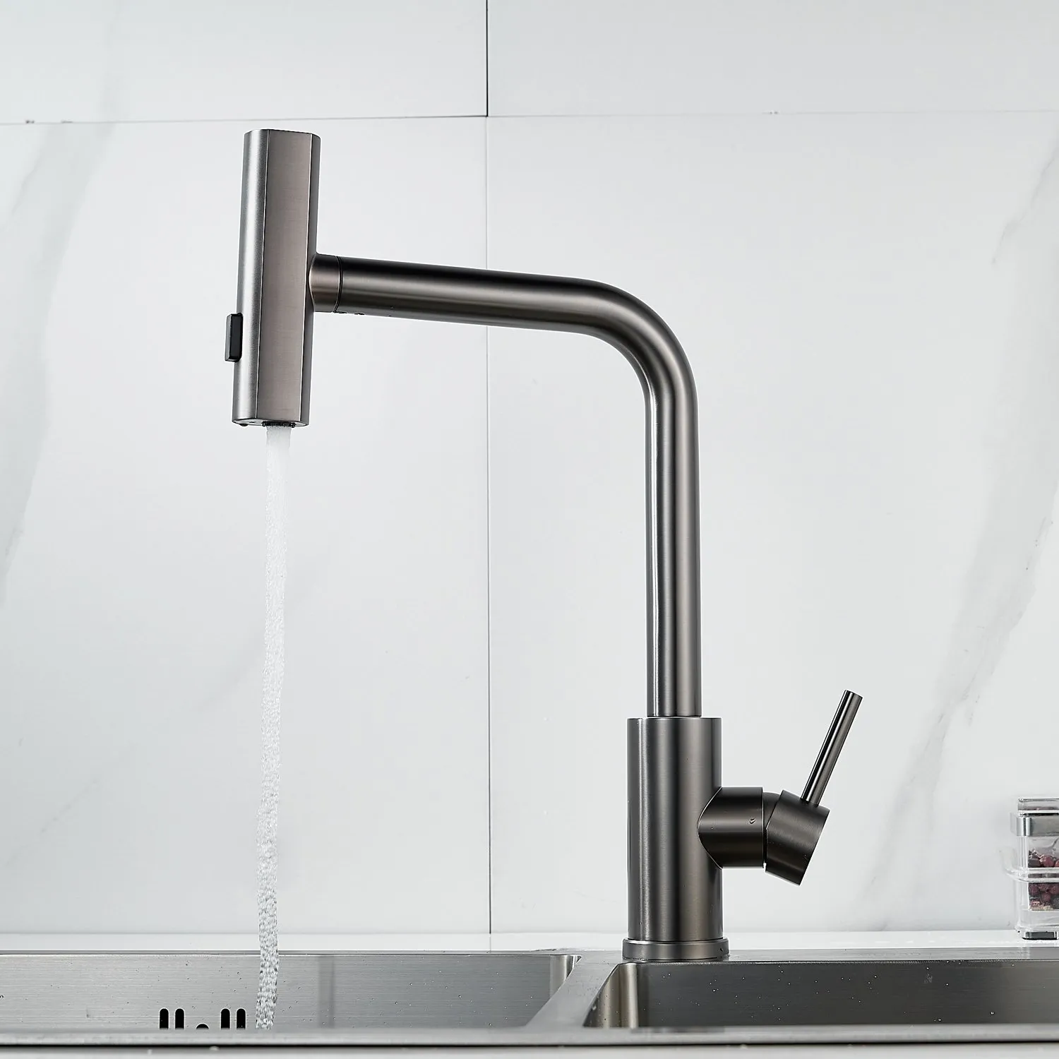 Смеситель для кухни с мультифункциональным изливом Raffine F203T, оружейная сталь