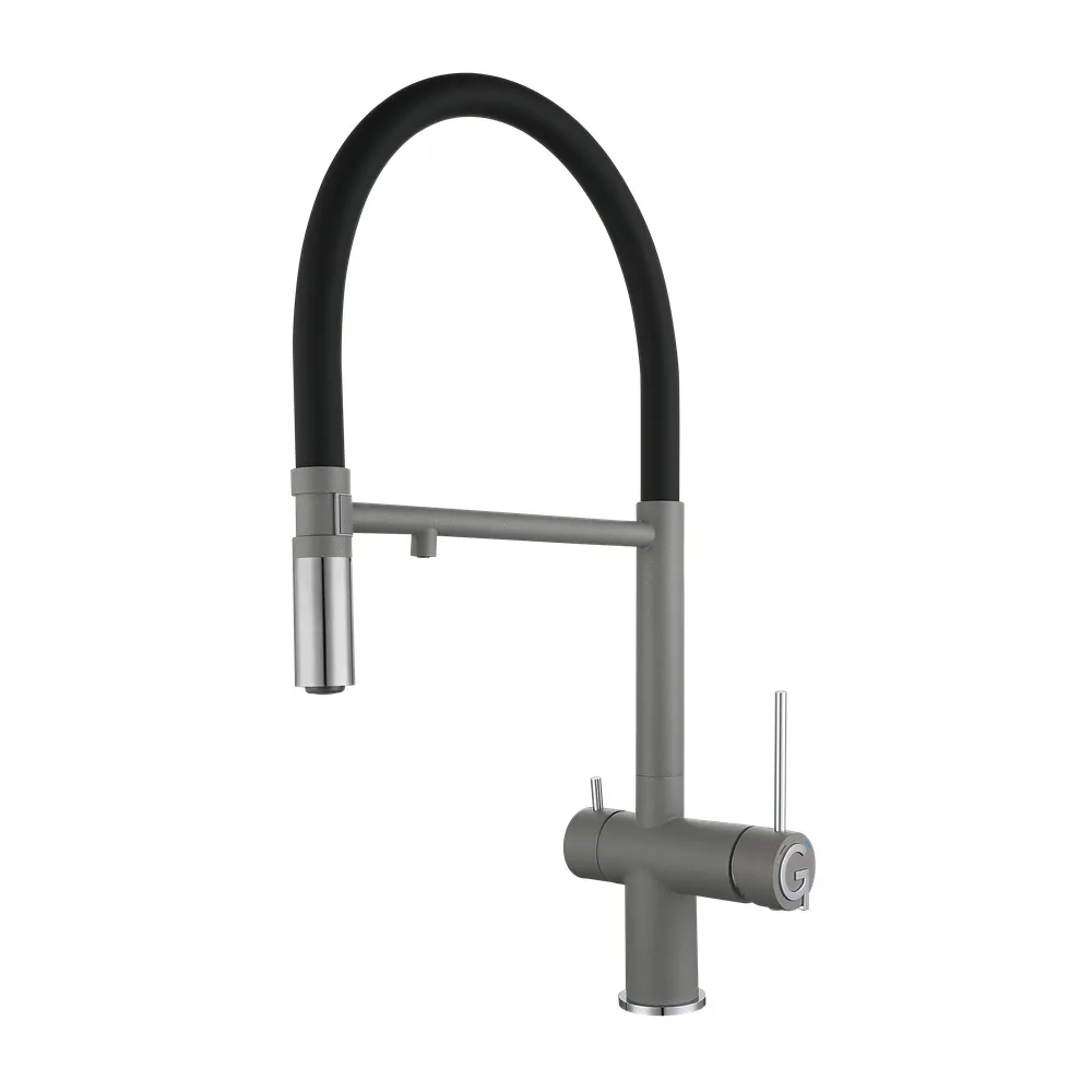Смеситель для кухни с подключением фильтра Rivelato Adria 1523517, серый/хром