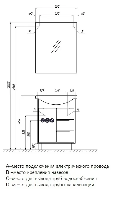 Зеркало Aquaton Рико 65 1A216402RI010