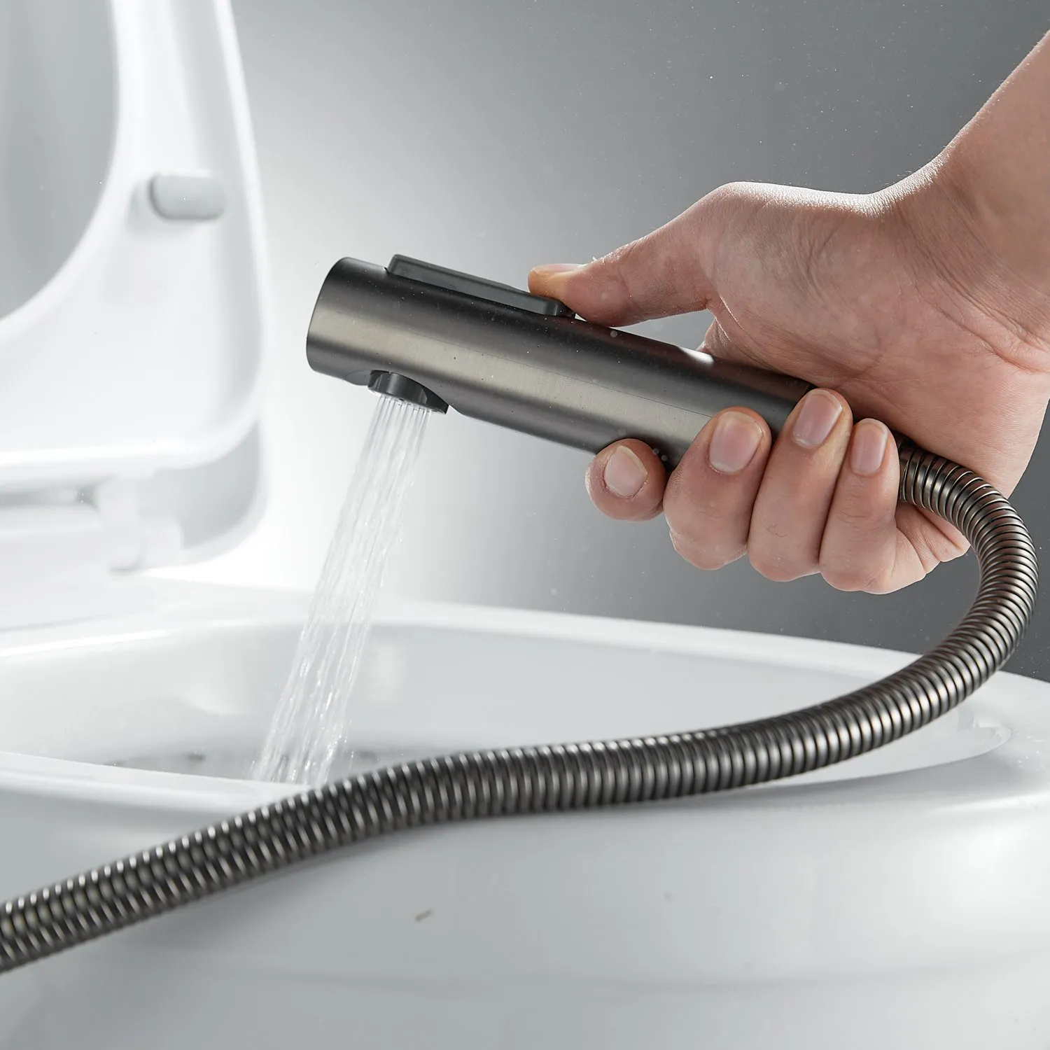 Гигиенический душ со смесителем Raffine F0596T-1, оружейная сталь