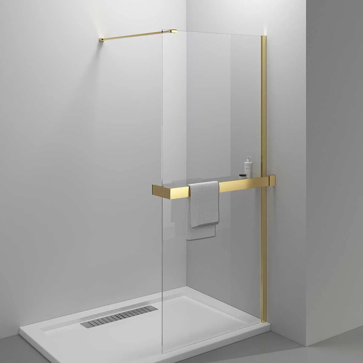 Душевая перегородка Vincea Walk-In HR (VSW-4HR100CLG) 1000х2000 мм, брашированное золото, стекло прозрачное