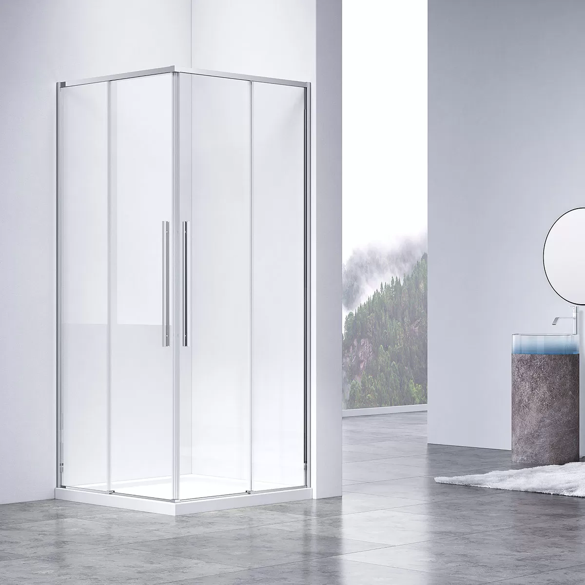 Душевой уголок Vincea Slim-N (VSS-4SN9010CL) 1000х900 мм, хром, стекло прозрачное