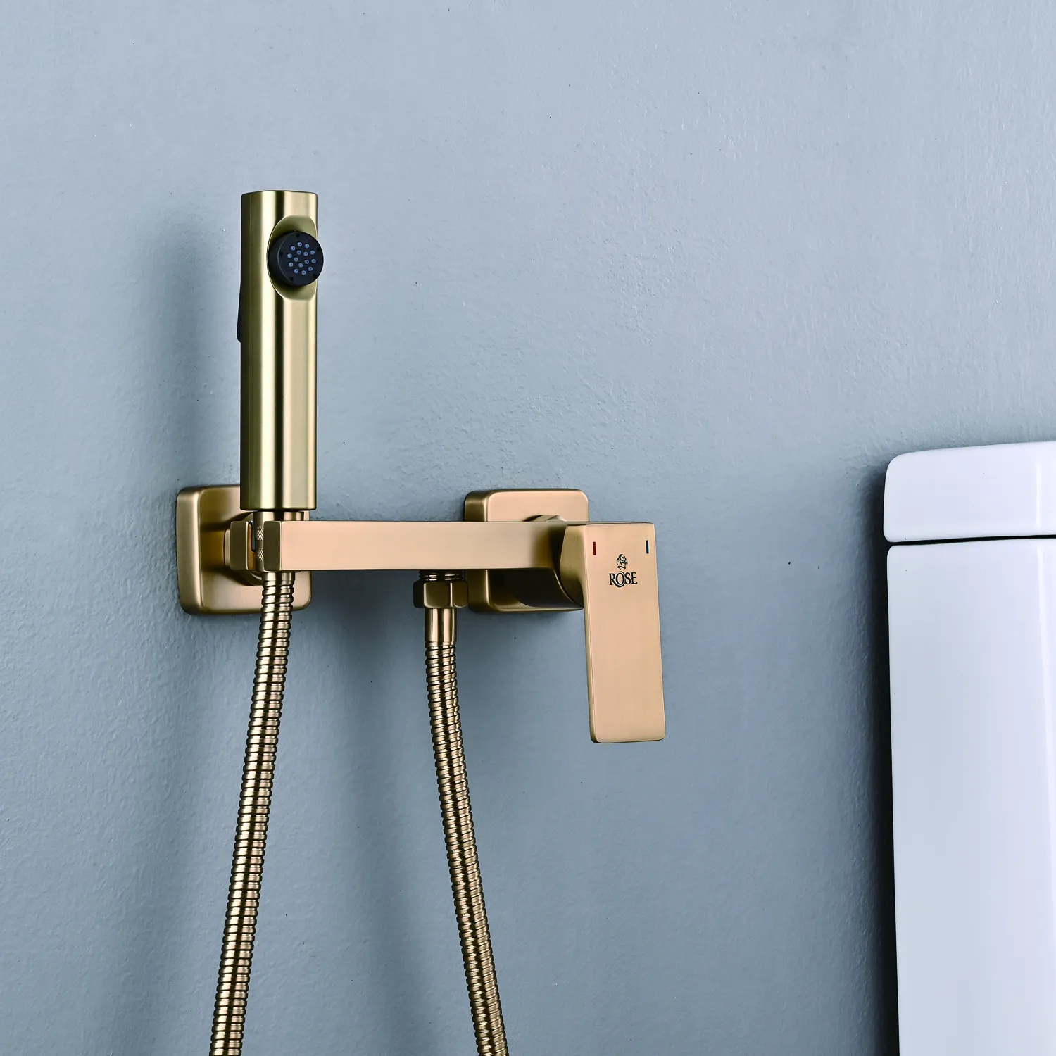 Гигиенический душ со смесителем Rose R1805G-1, золотой сатин