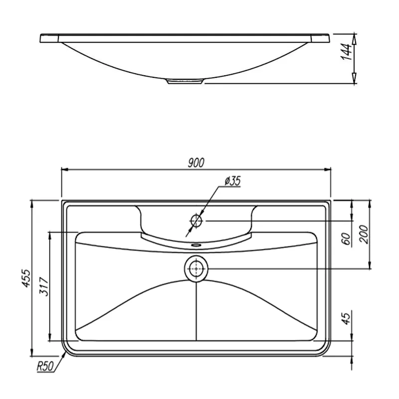 Раковина Florentina Аллегро 90 см 10.020.00900.307, серый шёлк