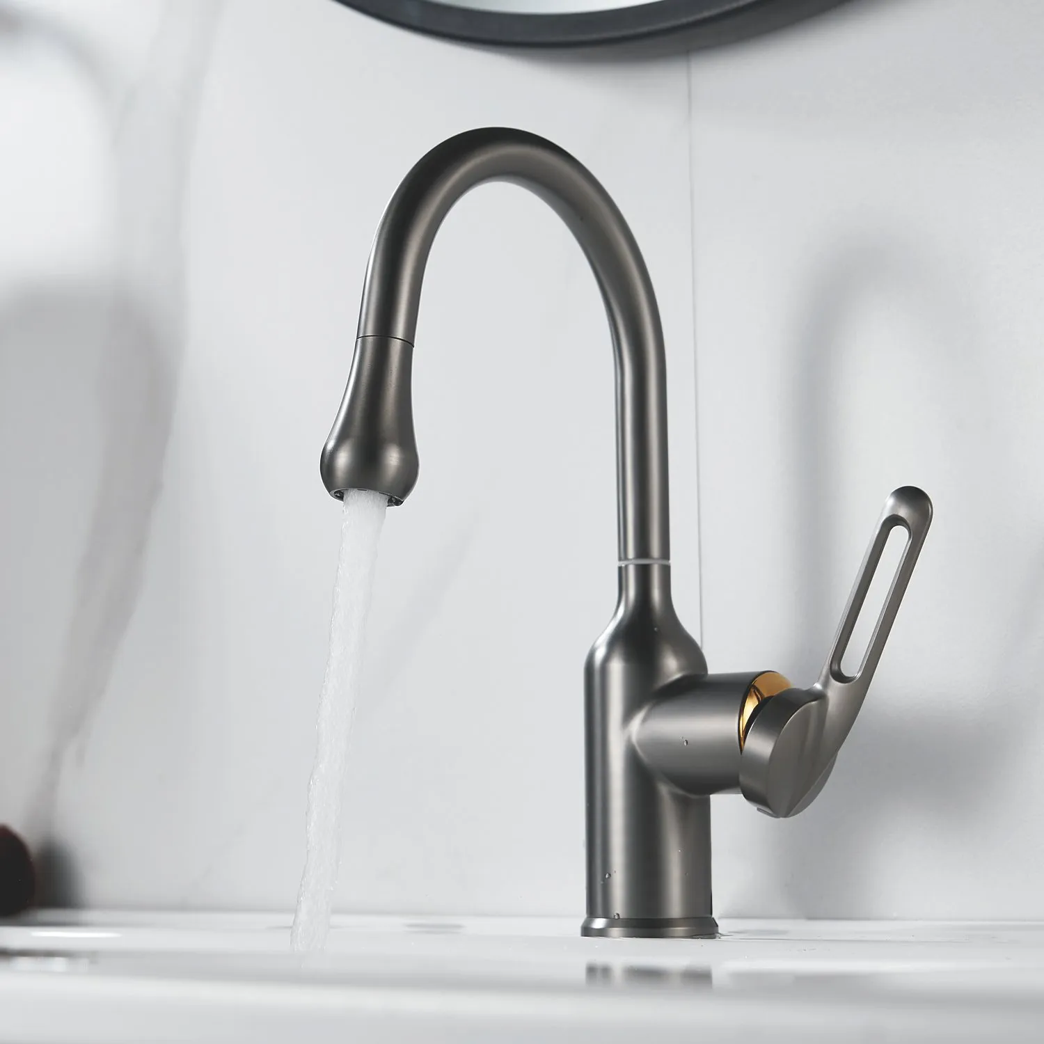 Смеситель для раковины Raffine F101T, оружейная сталь