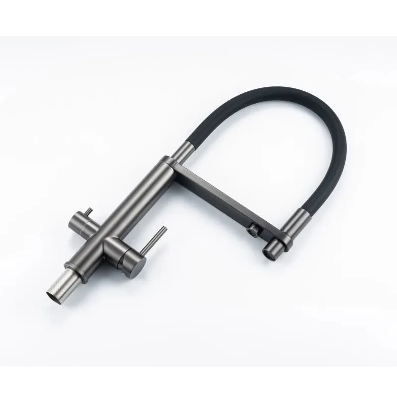 Смеситель для кухни с подключением фильтра Knotlor SS-15/GM, вороненая сталь