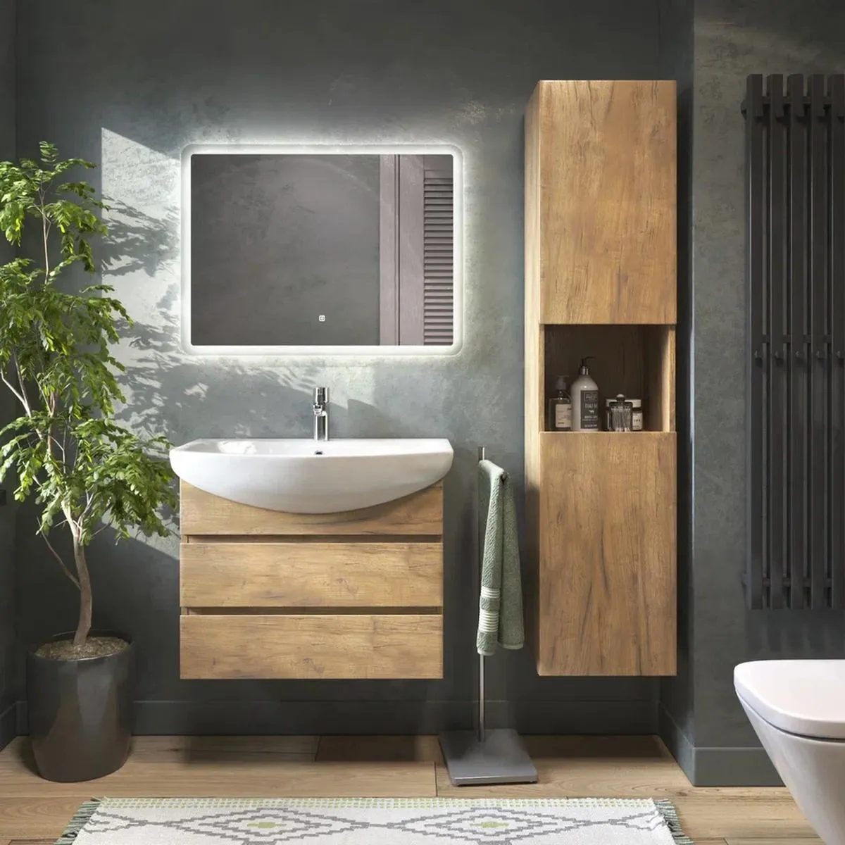 Тумба с раковиной подвесная VIGO Wing tp.WIN.BAL.60.2Y дуб золотой, 60 см