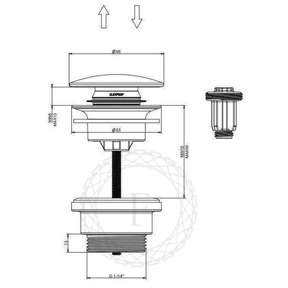 Донный клапан для раковины FILARETE FL75W, белый