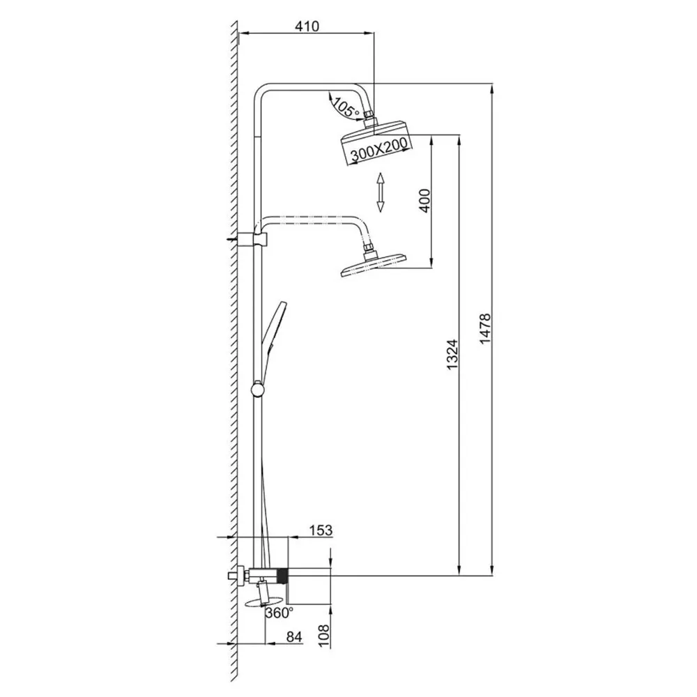 Душевая система FRAP F24203-6, черный