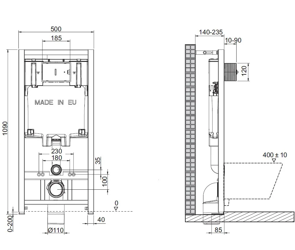 Комплект унитаз с инсталляцией и сиденьем микролифт Jacob Delafon Vox (E21772RU-00), без панели смыва