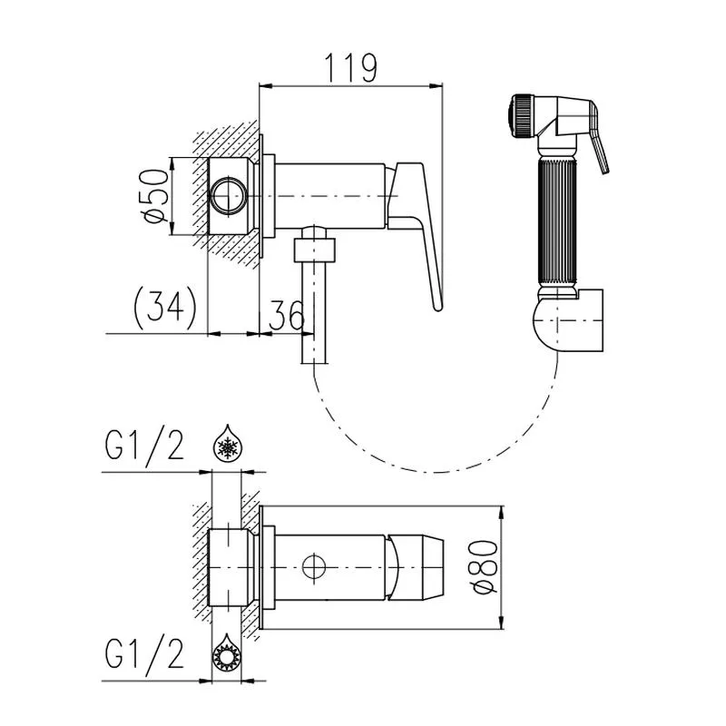 Гигиенический душ со смесителем Rav Slezak COLORADO CO147/1CMATC, черный/хром
