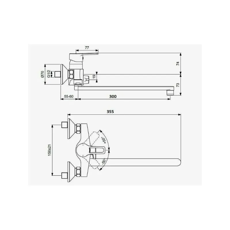 Смеситель для ванны D-Lin D146422-5, хром