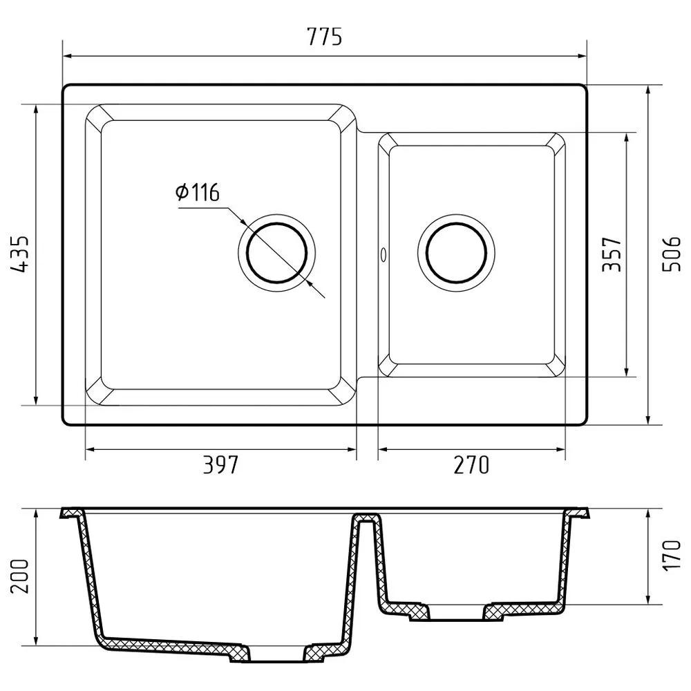 Кухонная мойка GranFest PRACTIK 780K, терракот