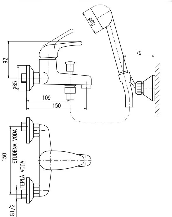 Смеситель для ванны Rav Slezak Sazava SA054.5/2