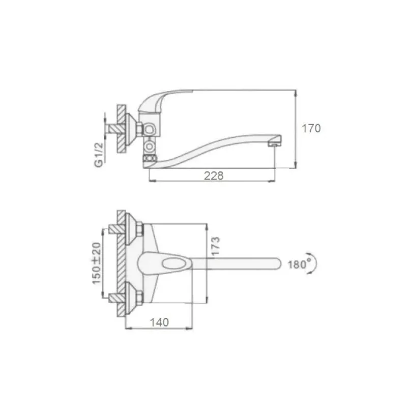 Смеситель для ванны D-Lin D140301, хром