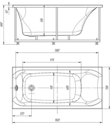 Акриловая ванна Aquatek Альфа 1500x700 (ALF150-0000038)