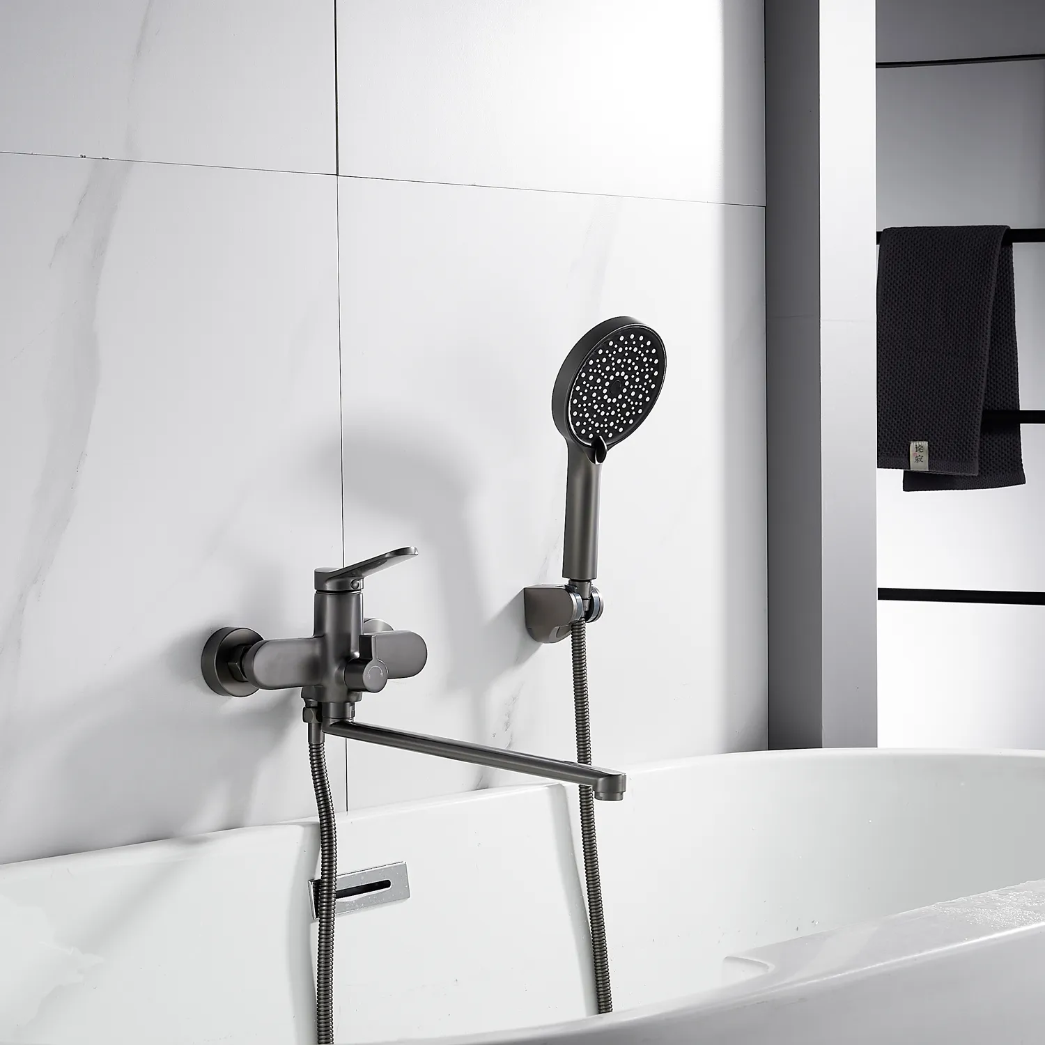 Смеситель для ванны Shevanik S4322T, оружейная сталь