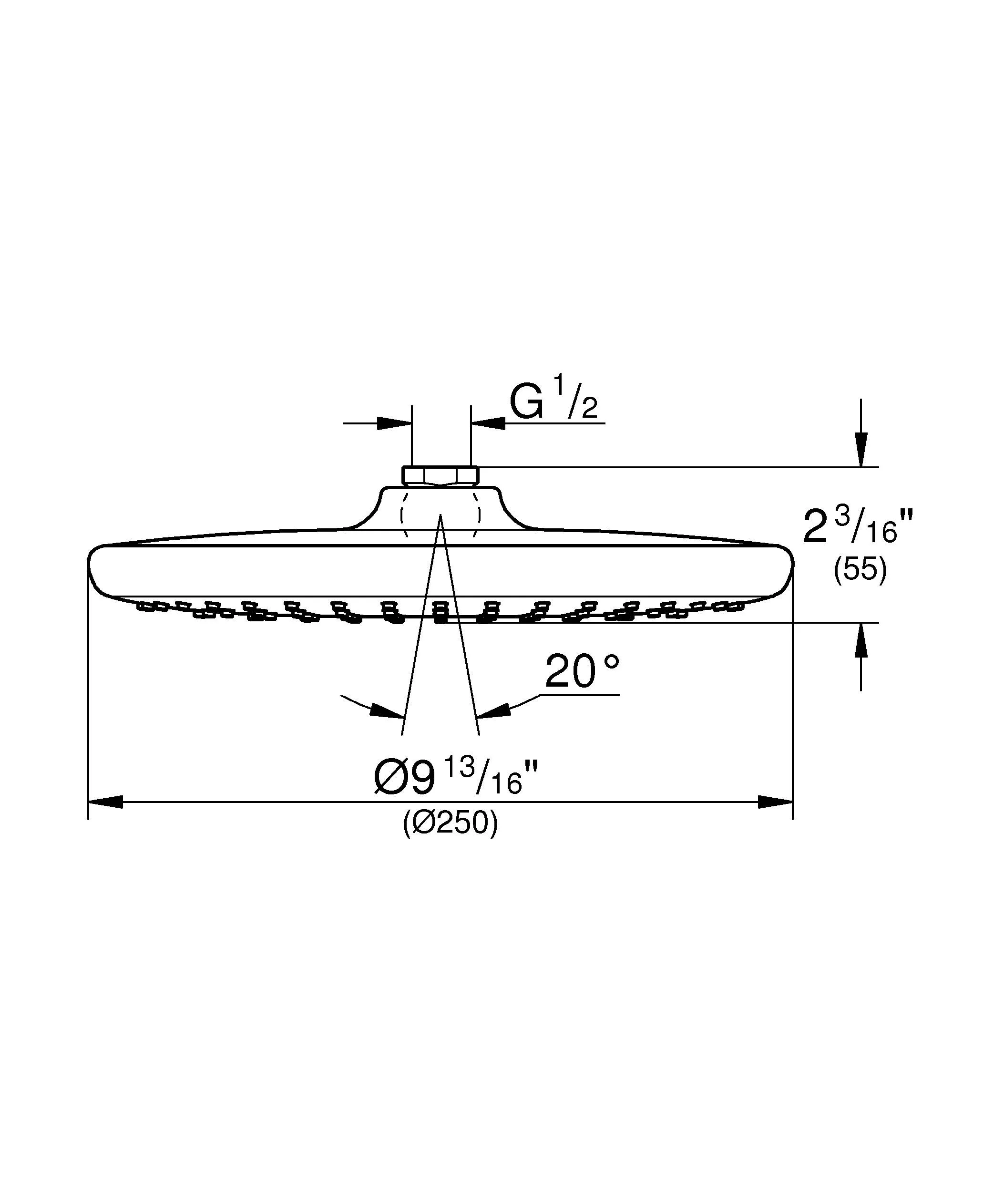 Душ верхний вид струи Grohe Tempesta 250 1, хром / белый (26666000)