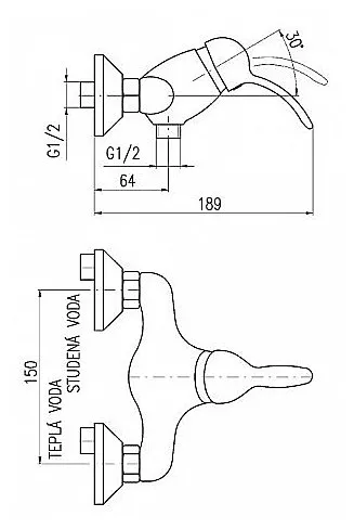 Смеситель для душа Rav Slezak Labe L581.5/2SM