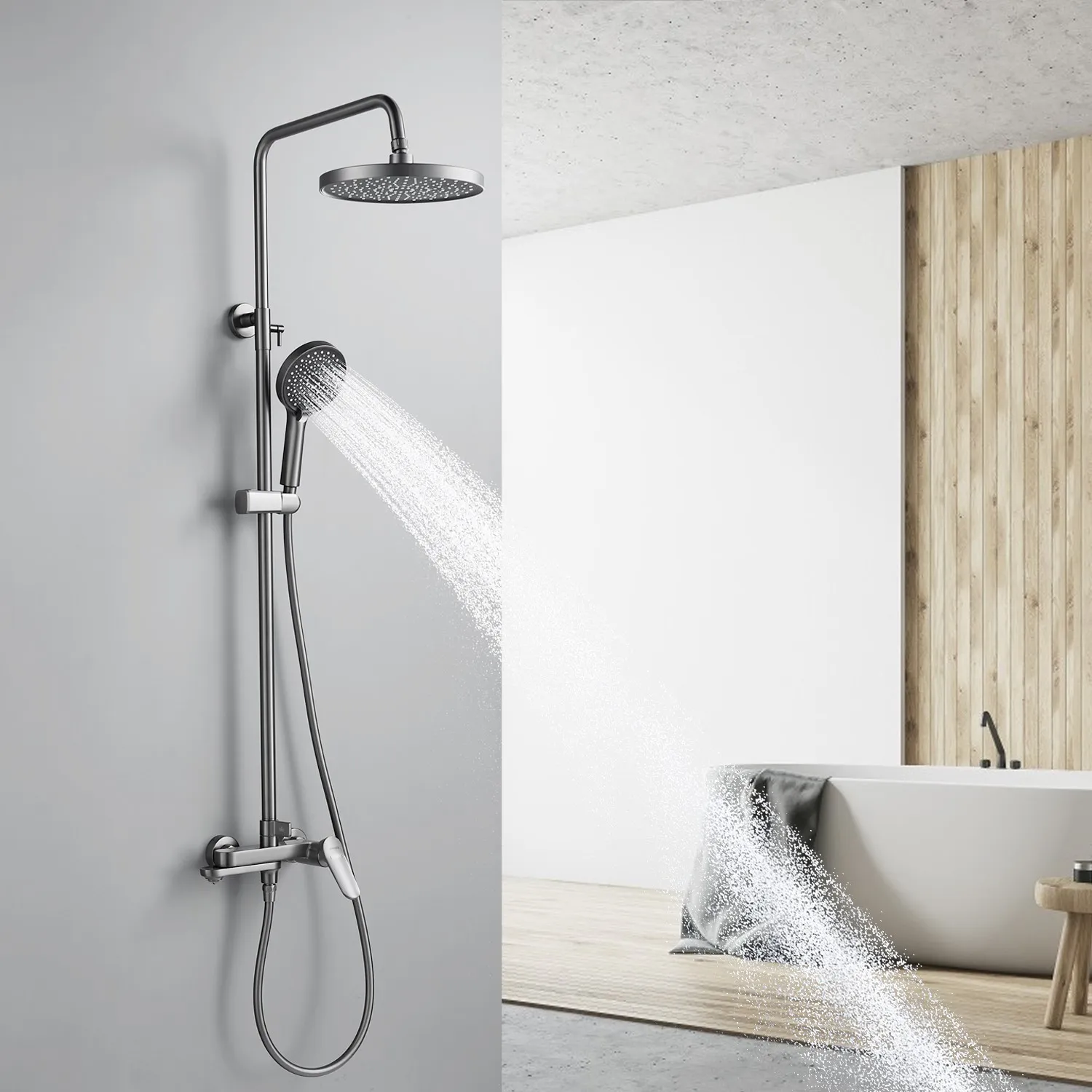 Душевая система Shevanik S4336T, оружейная сталь