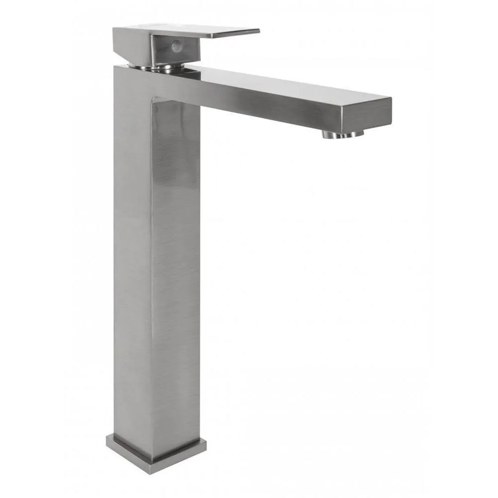 Смеситель для раковины высокий Hansberge H2070NK, никель