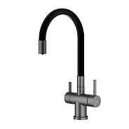 Смеситель Splenka S70.64.09 для кухни с подключением к фильтру гибкий поворотный излив, графит