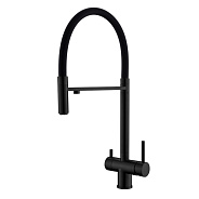 Смеситель для кухни с гибким изливом и подключением фильтра WesnaArt EKO05-160MatBlack, черный